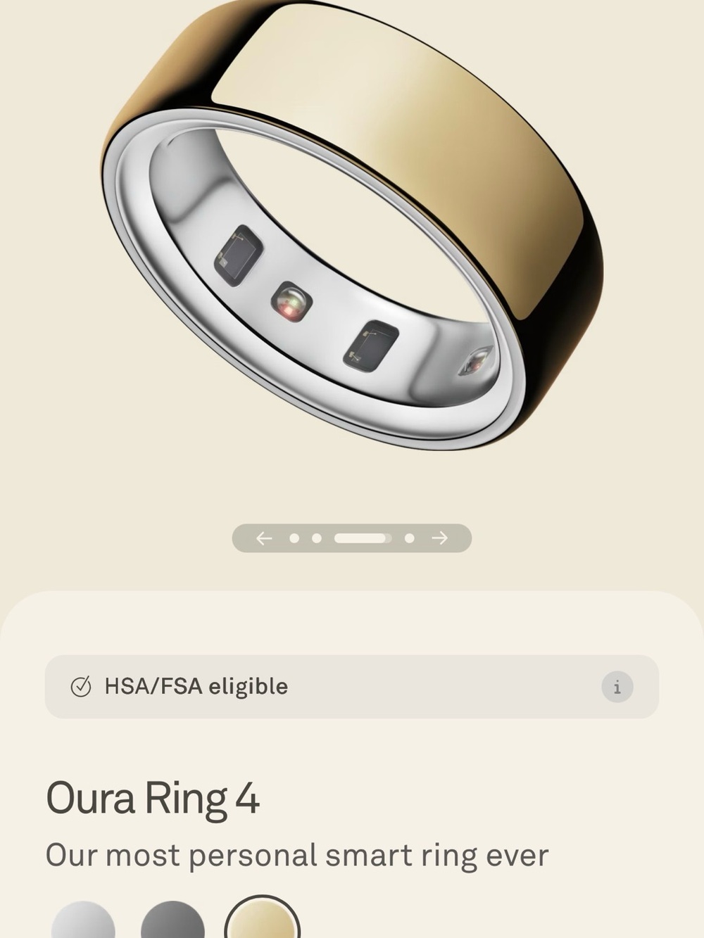 Oura Ring 4 — Polished Gold with Silver Interior